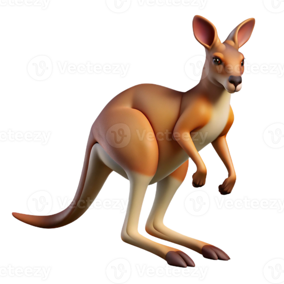 vibrant contemporary A curious kangaroo hopping across the outback, Australian desert setting, harsh midday sun, photorealistic style premium png
