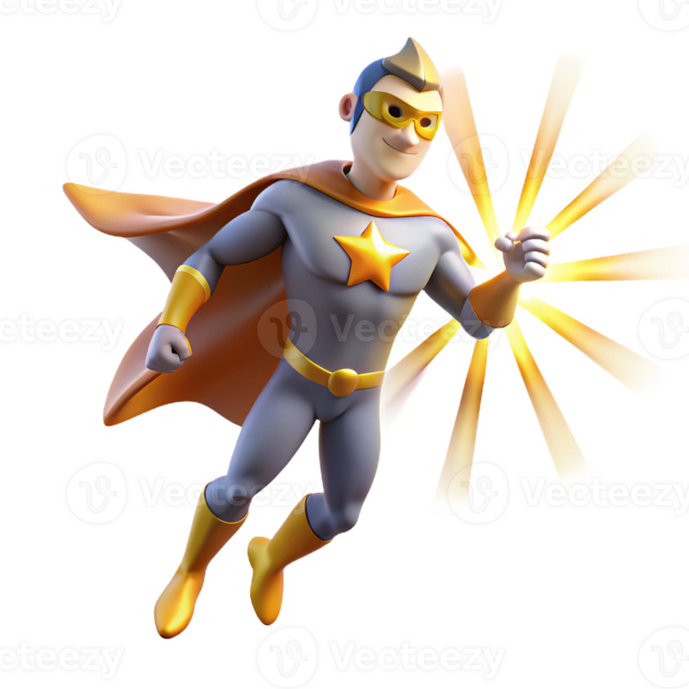 wonderful contemporary A light superhero with radiating beams of light, blindingly bright, floating in a void, celestial lighting, divine style professional png