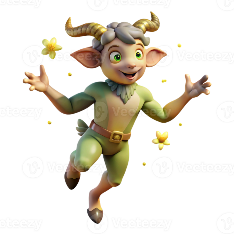 impressive creative A whimsical satyr dancing in a moonlit forest glade, surrounded by fireflies, in a playful, Rococo style exclusive png