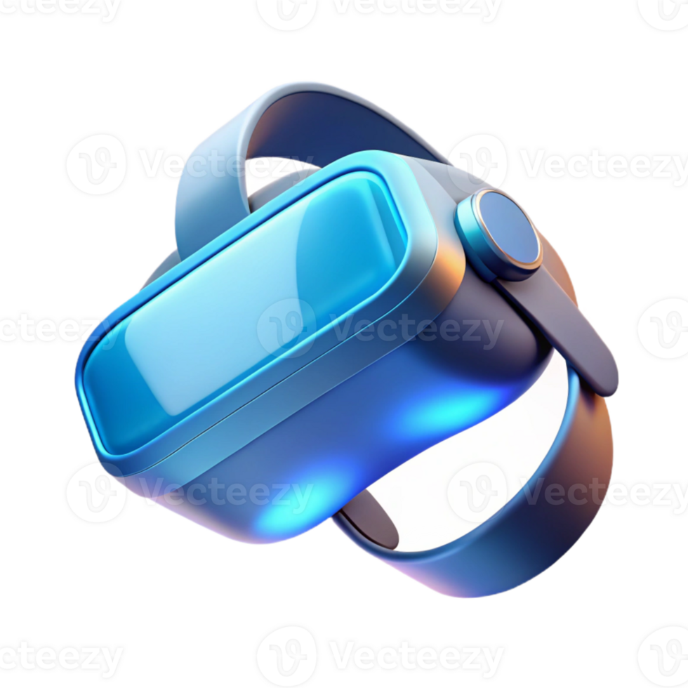 magnificent traditional A virtual reality headset floating in mid-air, glowing with a soft blue light, immersive and futuristic design, minimalist style authentic png