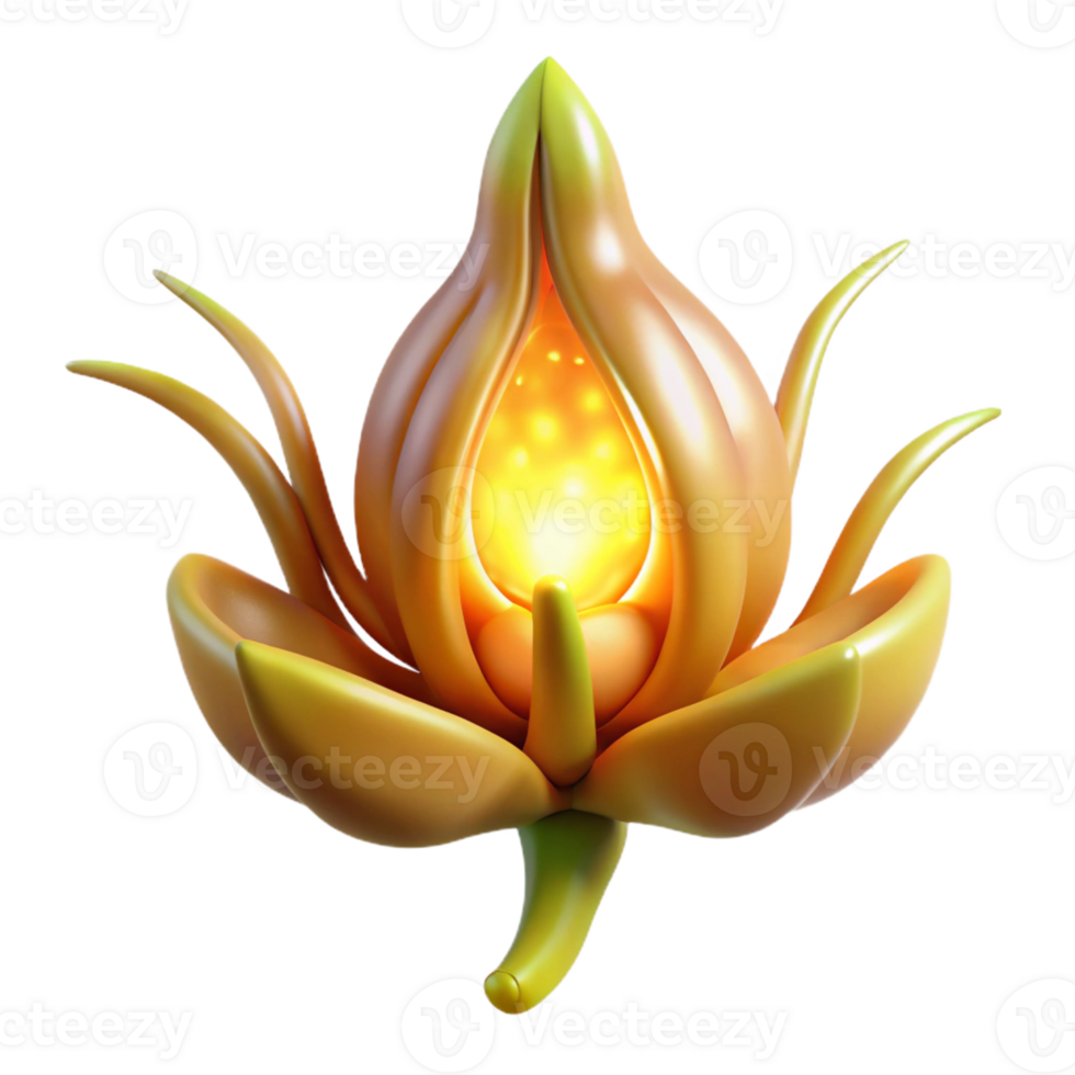 vibrant modern A single, glowing seed pod bursting open with fractalized tendrils, lit by a warm, organic light, Botanical Art style exclusive png