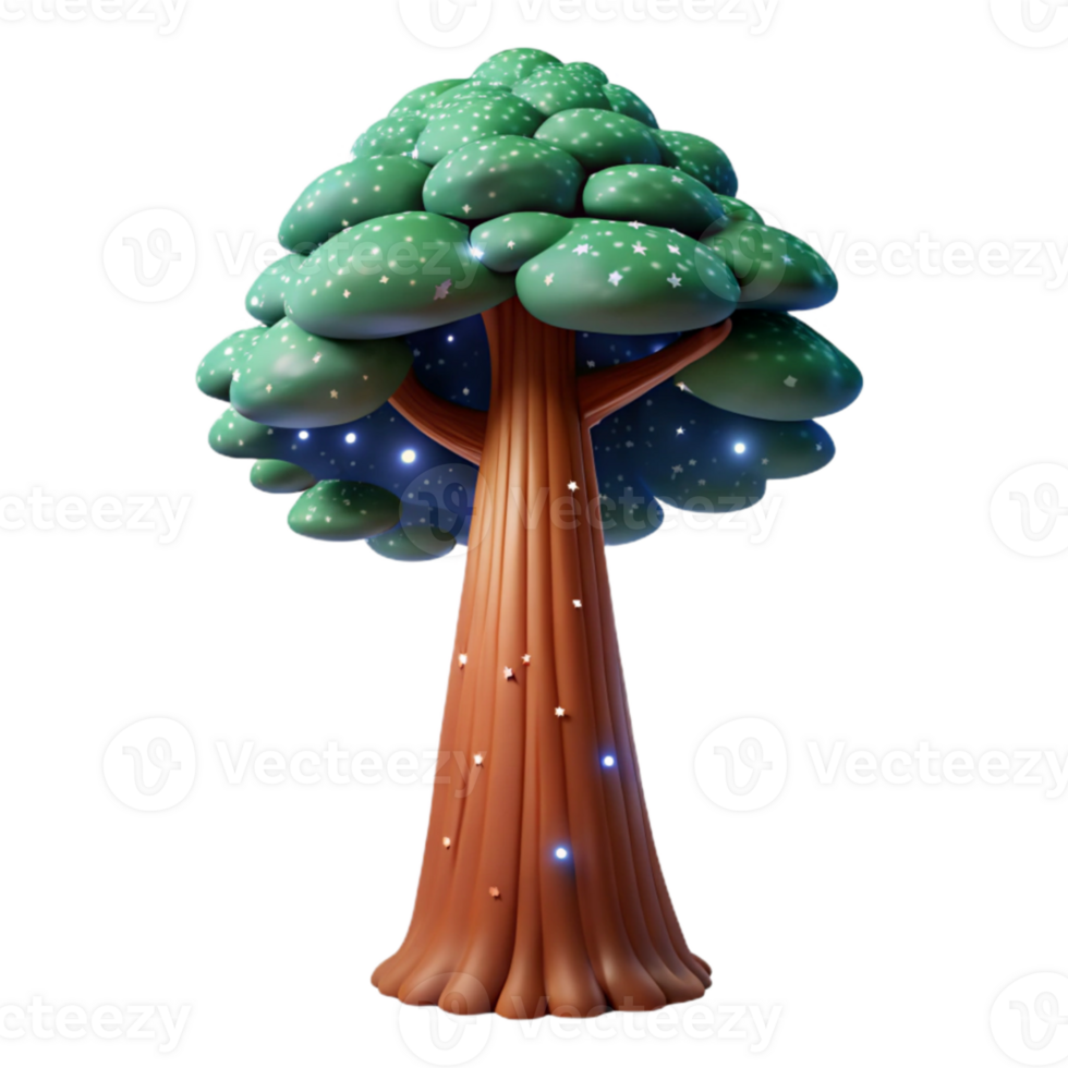 stunning artistic Giant sequoia tree reaching towards a starry night sky, visible constellations, painterly style, ethereal lighting premium png