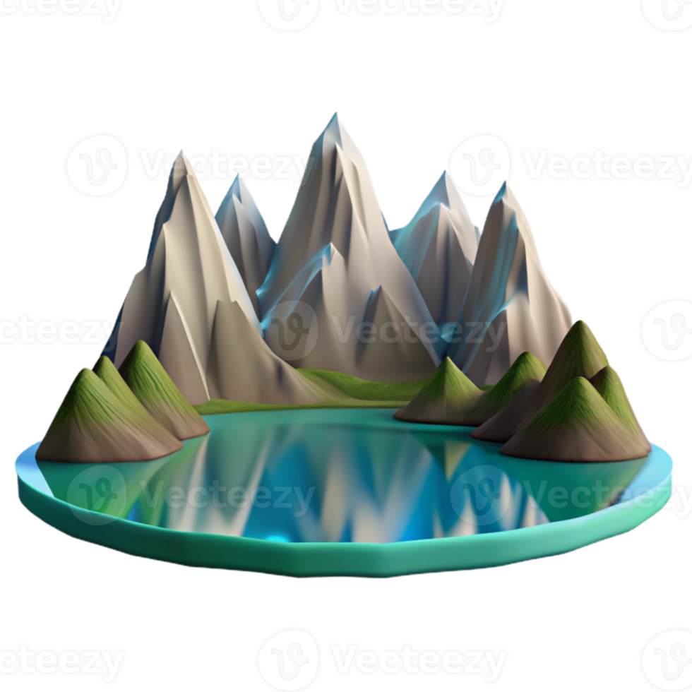 extraordinary artistic A serene mountain lake reflecting the surrounding peaks, calm water, mirror-like reflection 4K png