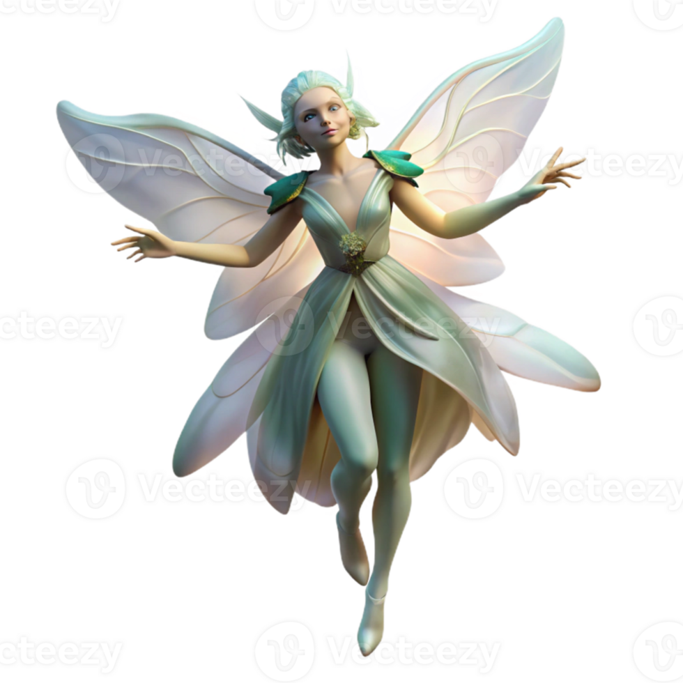 elegant classic A graceful sylph with translucent wings, floating through a misty forest. Pre-Raphaelite style original png