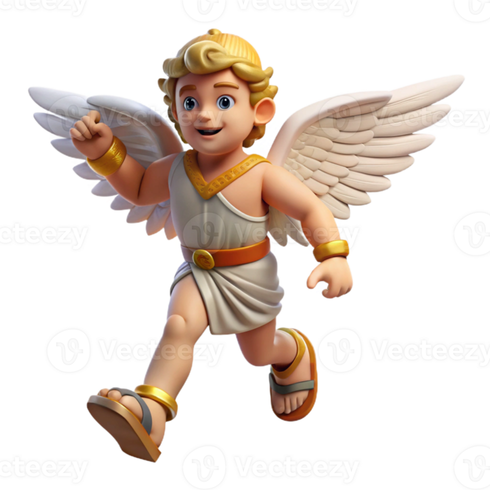 stunning vintage A swift Hermes with winged sandals, delivering a message, classical style, dynamic lighting 4K png