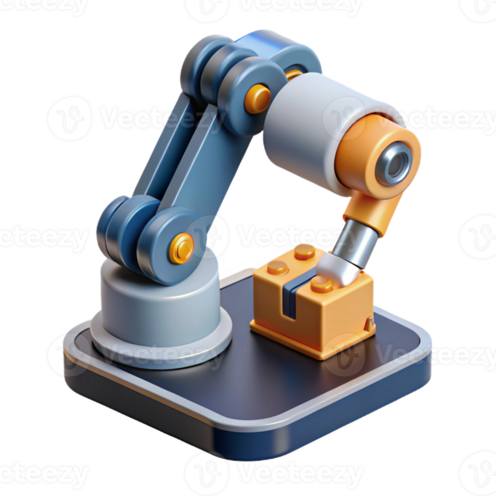 vibrant modern A robotic arm assembling a microchip, precise movement, studio lighting, industrial robotics theme professional png