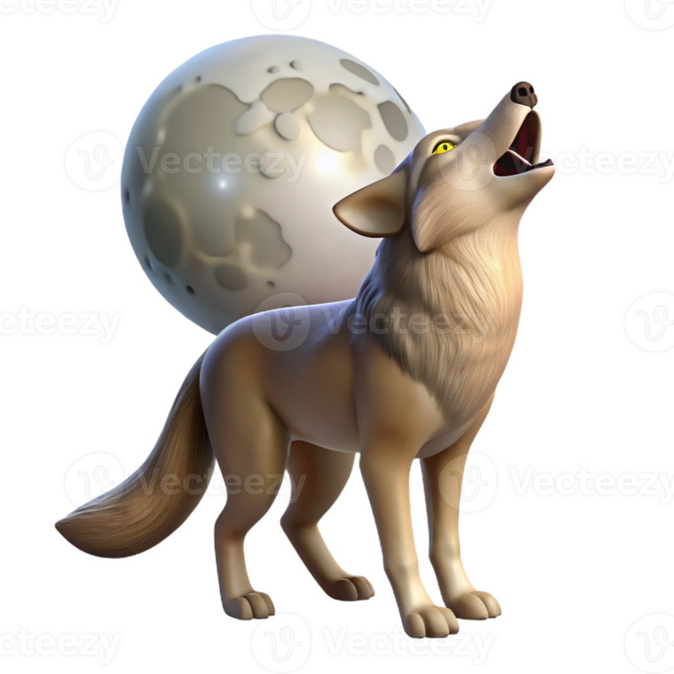 serene rustic A cunning coyote howling at the moon, desert setting, moonlight, realistic style 4K png