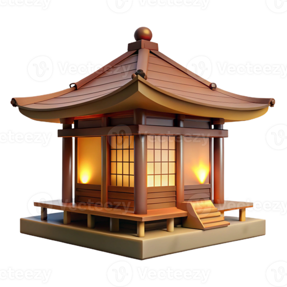 vibrant traditional Japanese tea house, minimalist design, wooden structure, serene atmosphere, soft lighting, traditional style genuine png
