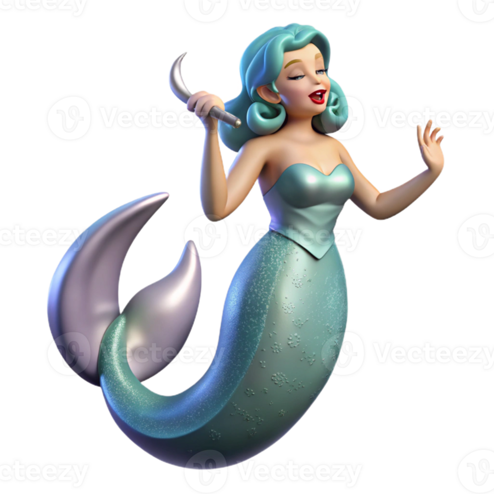 elegant creative An elegant siren, luring sailors with her enchanting song. Scales shimmering beneath the moonlight, ethereal, flowing hair. Art Deco style exclusive png