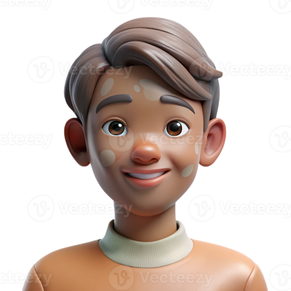 impressive classic Portrait of a person with vitiligo, highlighting the contrast in their skin tones, lit by soft, natural light, in a realistic style exclusive png