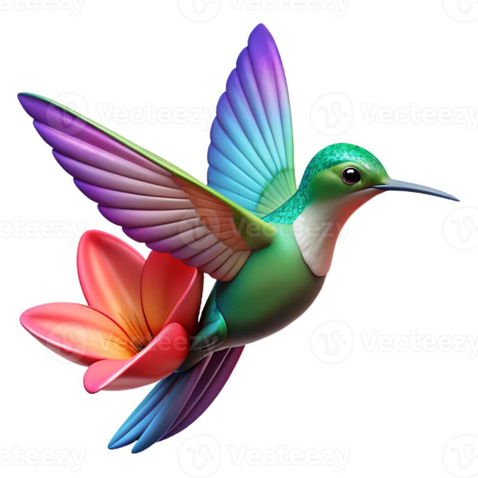vibrant abstract A close-up of a hummingbird hovering near a flower, vibrant colors, motion blur, nature photography high resolution png