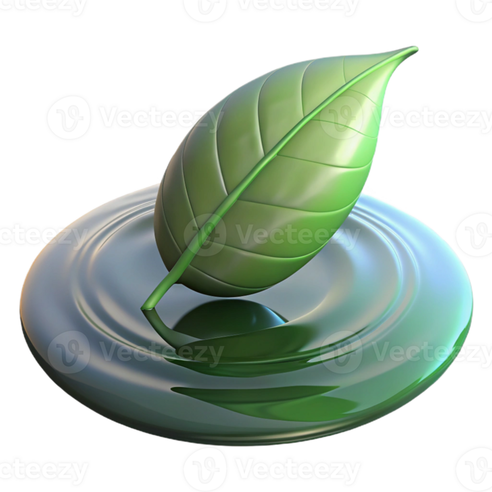 magnificent classic A single leaf floating on water, reflective surface, serene and peaceful, minimalist style authentic png