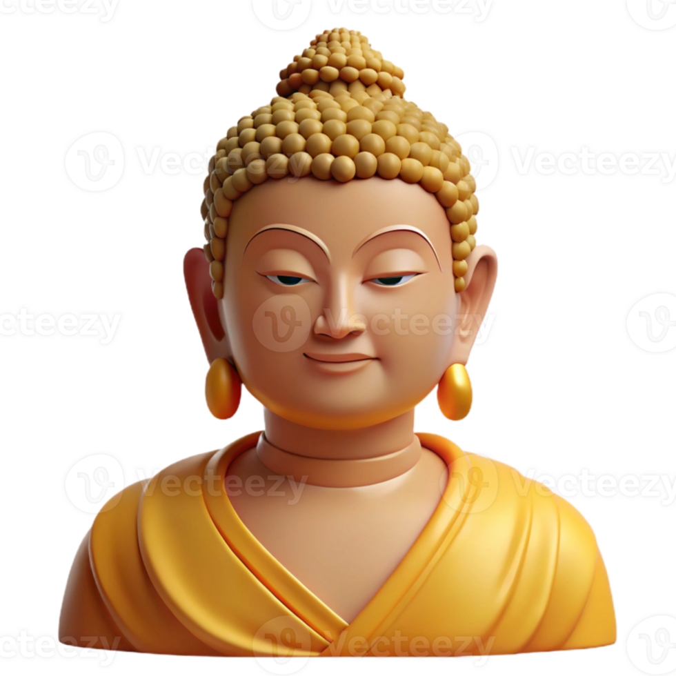 extraordinary modern Portrait of a serene Buddha with a peaceful expression. Soft, golden light. Style traditional Buddhist art 4K png