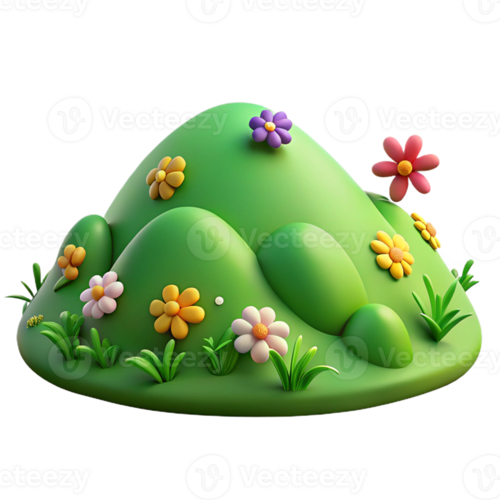 extraordinary modern A rolling green hill dotted with wildflowers, warm sunlight, pastoral painting style genuine png