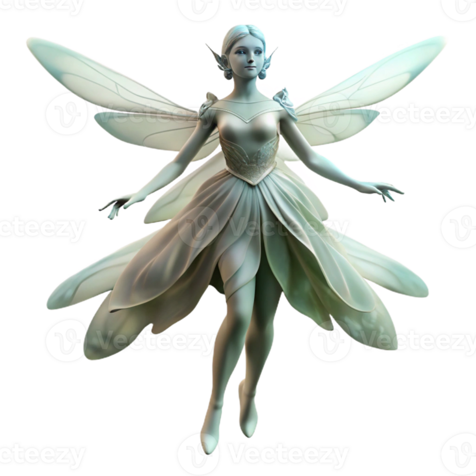 vibrant minimalist A graceful sylph with translucent wings, floating through a misty forest. Pre-Raphaelite style high resolution png