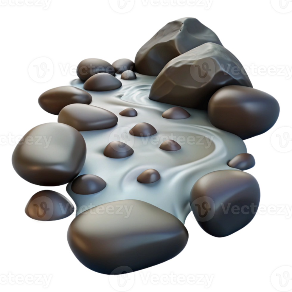 magnificent abstract A babbling brook flowing over smooth stones, long exposure photography, ethereal lighting premium png