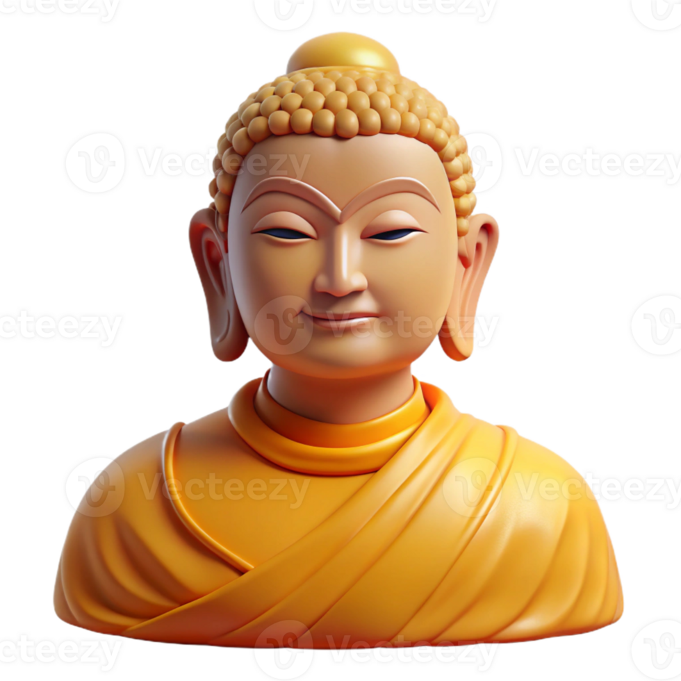 serene creative Portrait of a serene Buddha with a peaceful expression. Soft, golden light. Style traditional Buddhist art 4K png