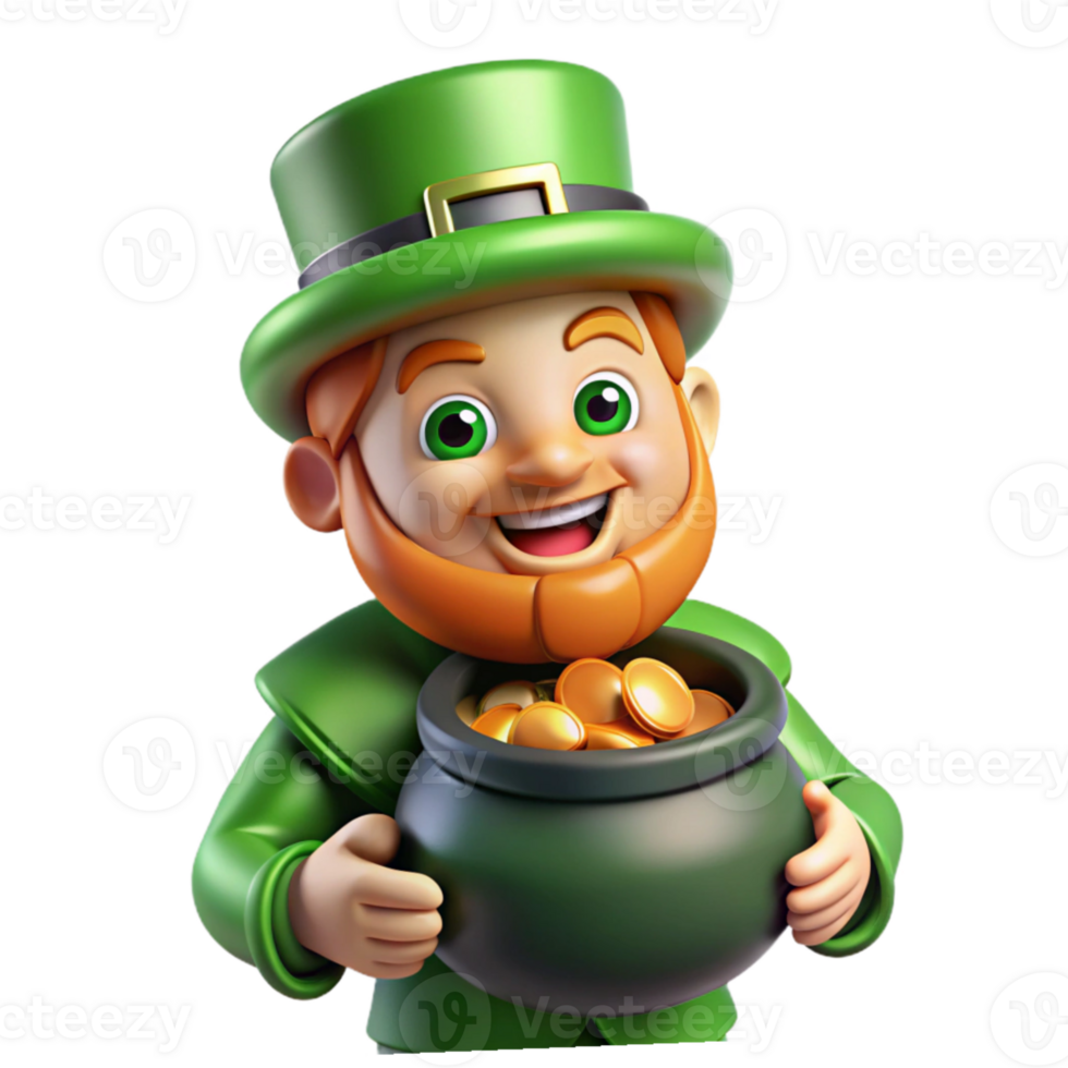 extraordinary vintage A mischievous Irish leprechaun hiding a pot of gold, cartoon style, exaggerated features, vibrant colors, playful expression 4K png