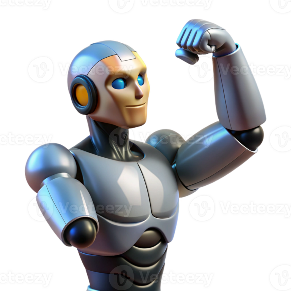 magnificent contemporary A bionic arm flexing its muscles, detailed anatomy, strength and technology theme detailed png