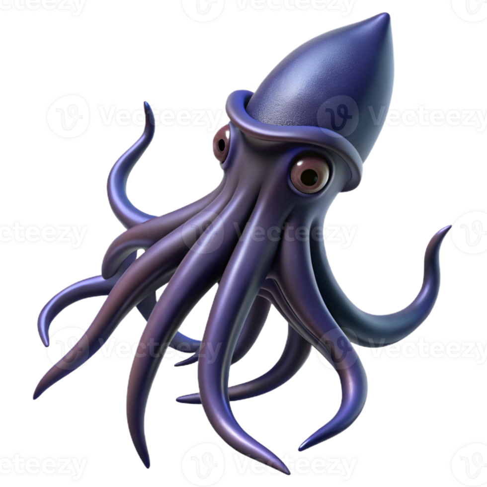 stunning rustic A giant squid swimming through the dark depths of the ocean, its tentacles trailing behind it, in a mysterious, monstrous style professional png