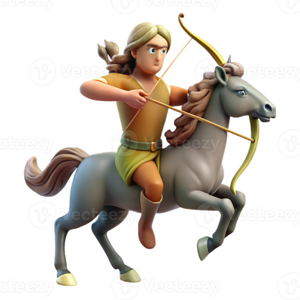 serene artistic A wise centaur with a longbow and quiver of arrows, galloping through a forest, Romantic style, dappled sunlight high resolution png