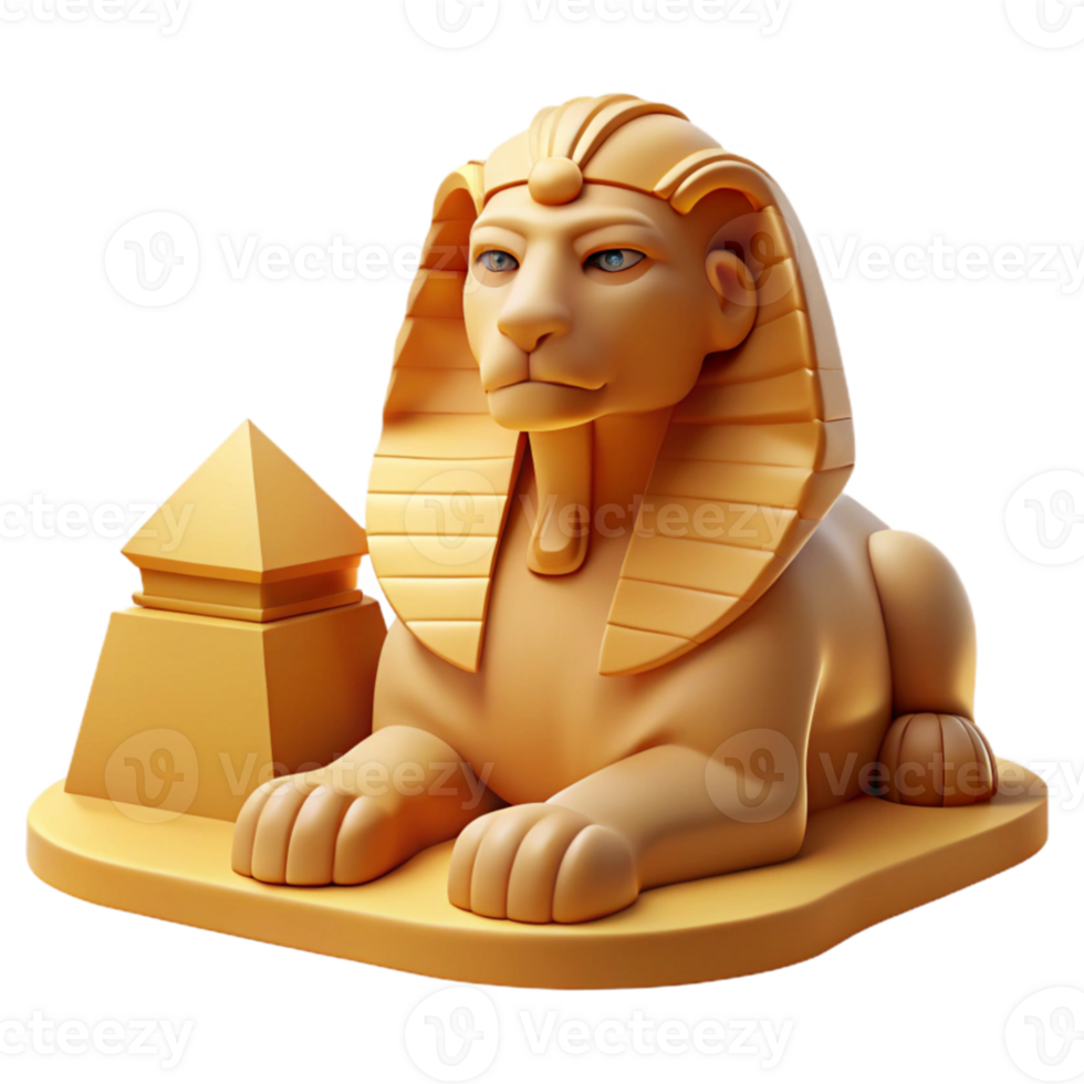 beautiful rustic A stoic sphinx, with the body of a lion and the head of a pharaoh, gazing into the distance, ancient Egyptian art style, harsh desert sunlight 4K png