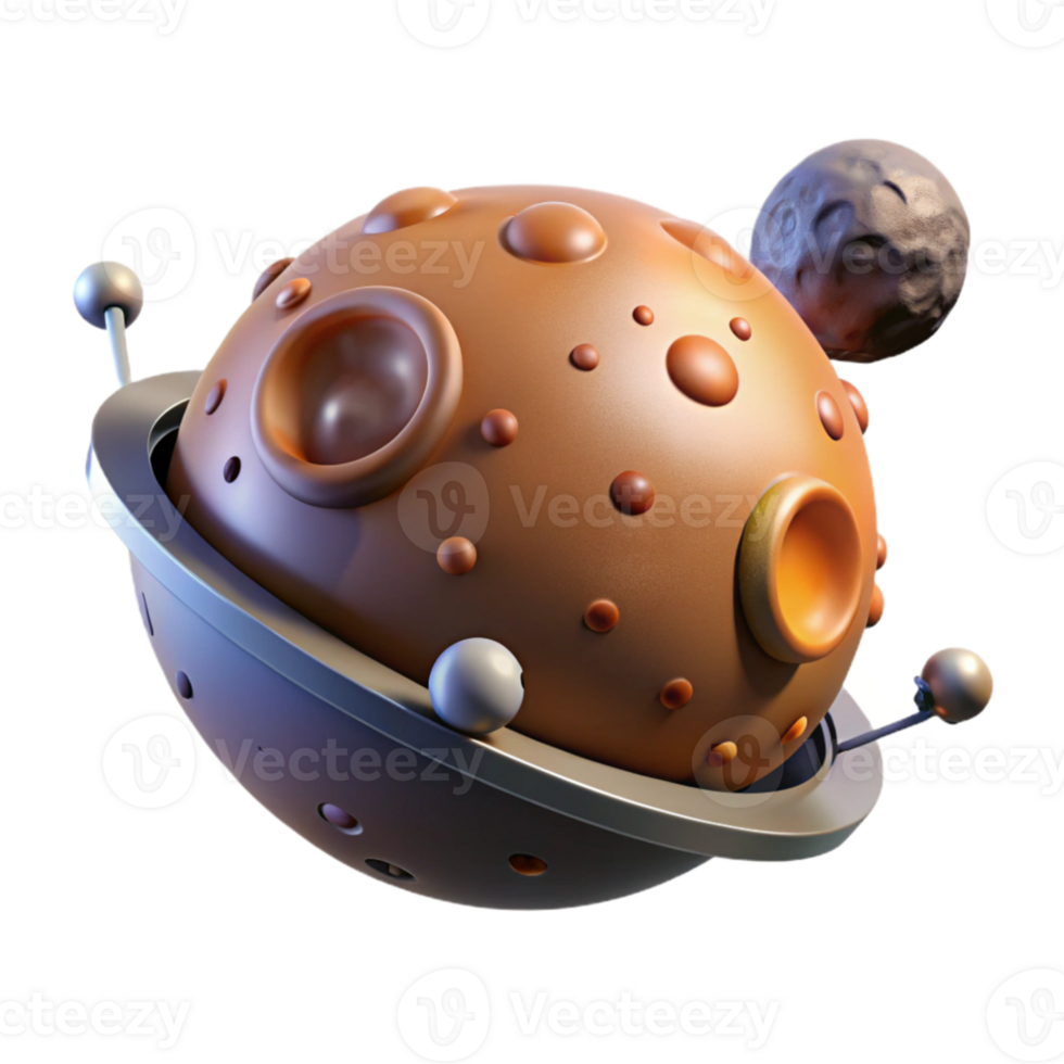 wonderful creative A space probe exploring a distant planet, dark background with stars, realistic style authentic png