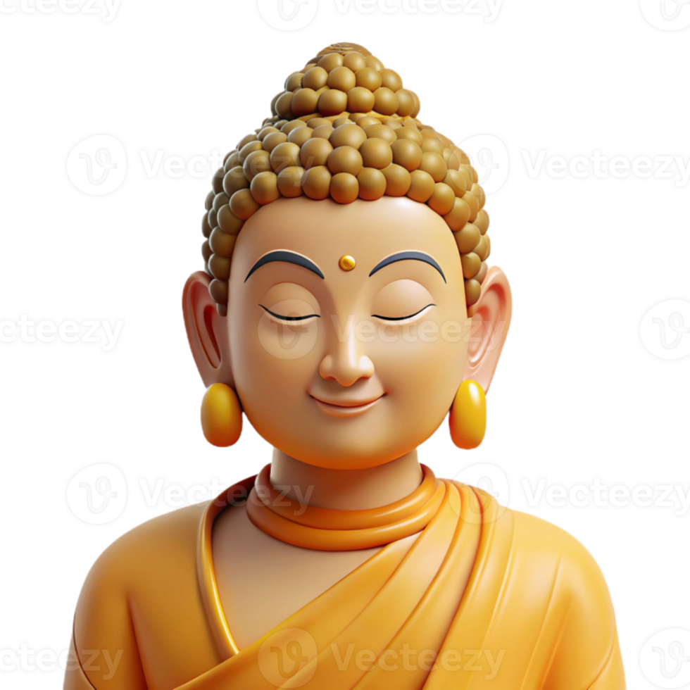 vibrant artistic Portrait of a serene Buddha with a peaceful expression. Soft, golden light. Style traditional Buddhist art exclusive png