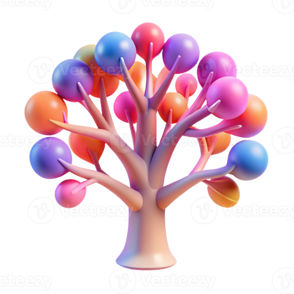 beautiful modern An abstract representation of a tree, with intricate branches and vibrant leaves. Soft, diffused lighting high quality png