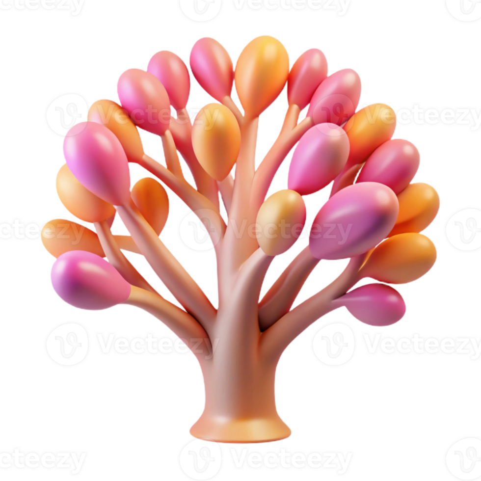 elegant artistic An abstract representation of a tree, with intricate branches and vibrant leaves. Soft, diffused lighting authentic png