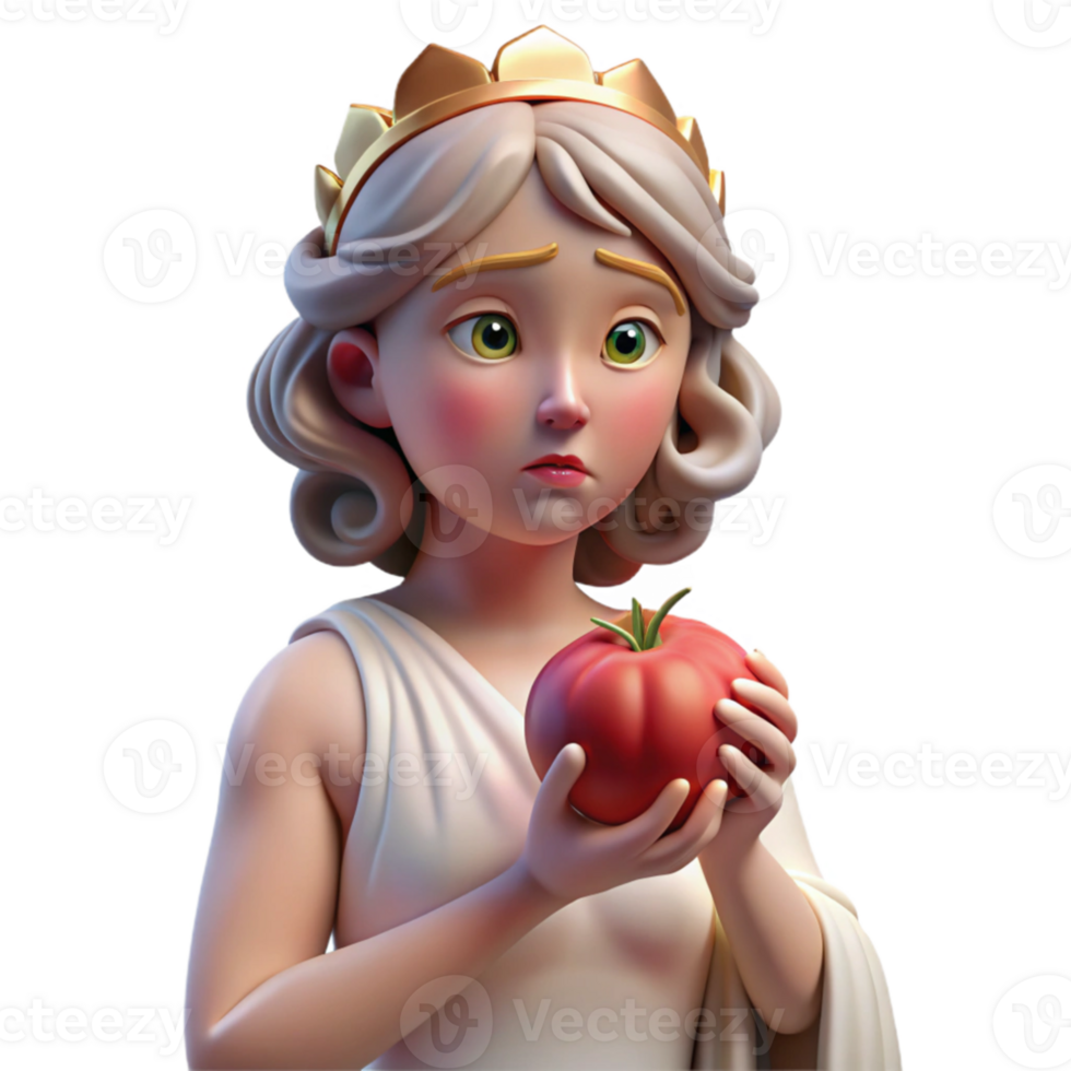 dramatic minimalist A sorrowful Persephone holding a pomegranate seed, trapped in the underworld, classical style, dim lighting high quality png
