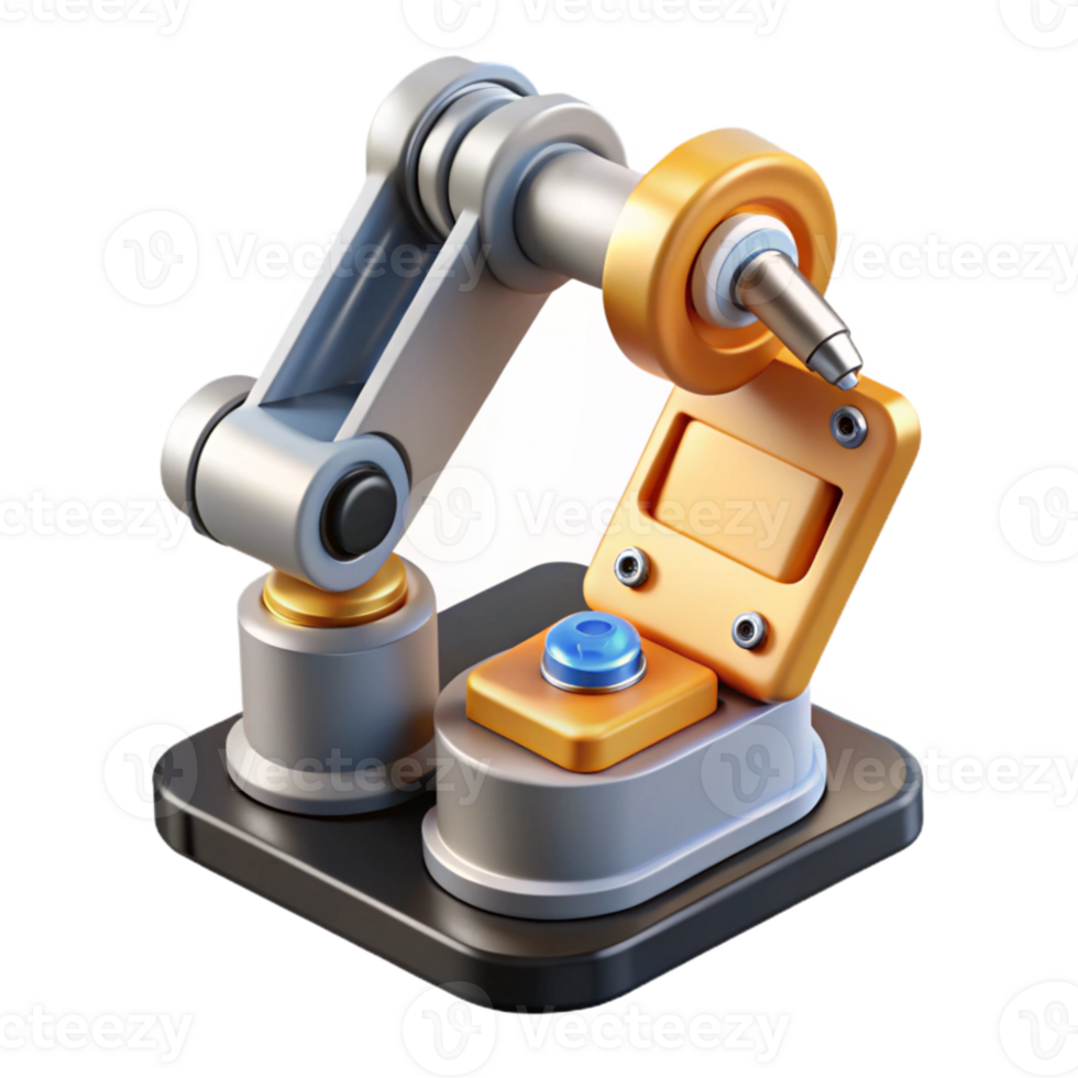 vibrant minimalist A robotic arm assembling a microchip, precise movement, studio lighting, industrial robotics theme professional png
