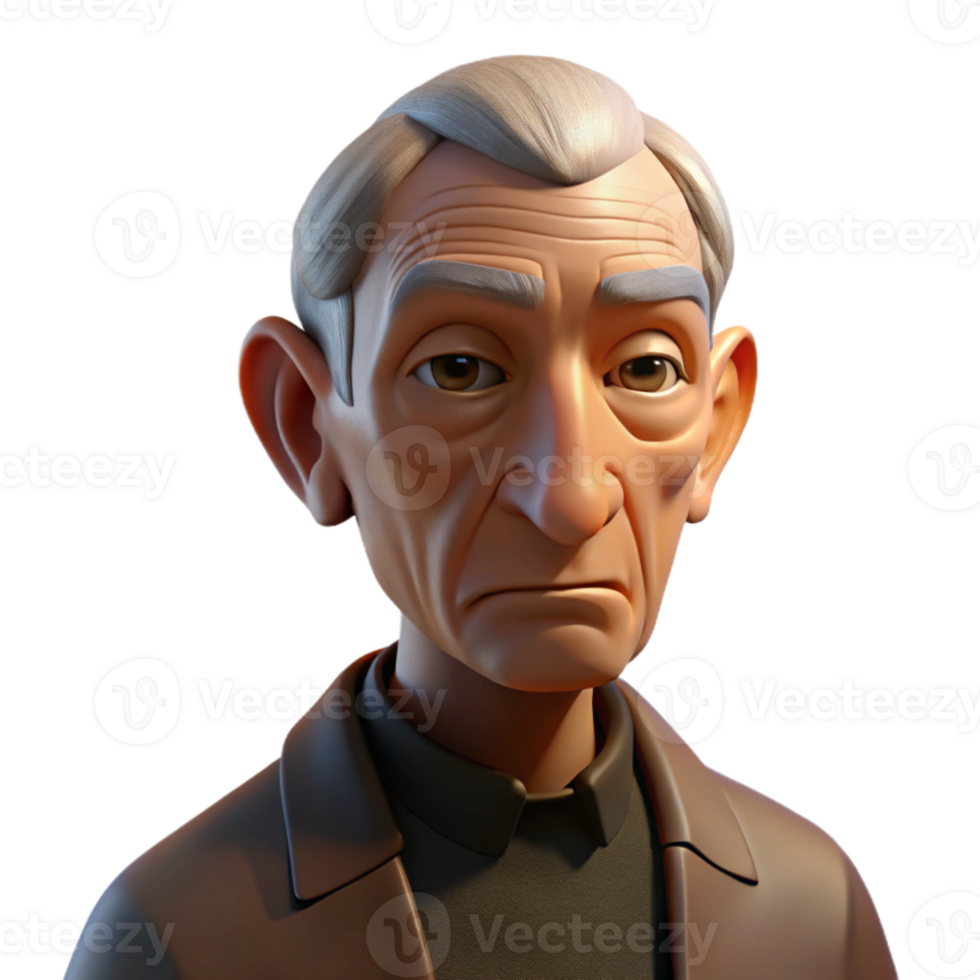 elegant classic Portrait of an elderly man with deep wrinkles and a thoughtful expression, illuminated by a single overhead light source, in the style of a Caravaggio chiaroscuro painting 4K png