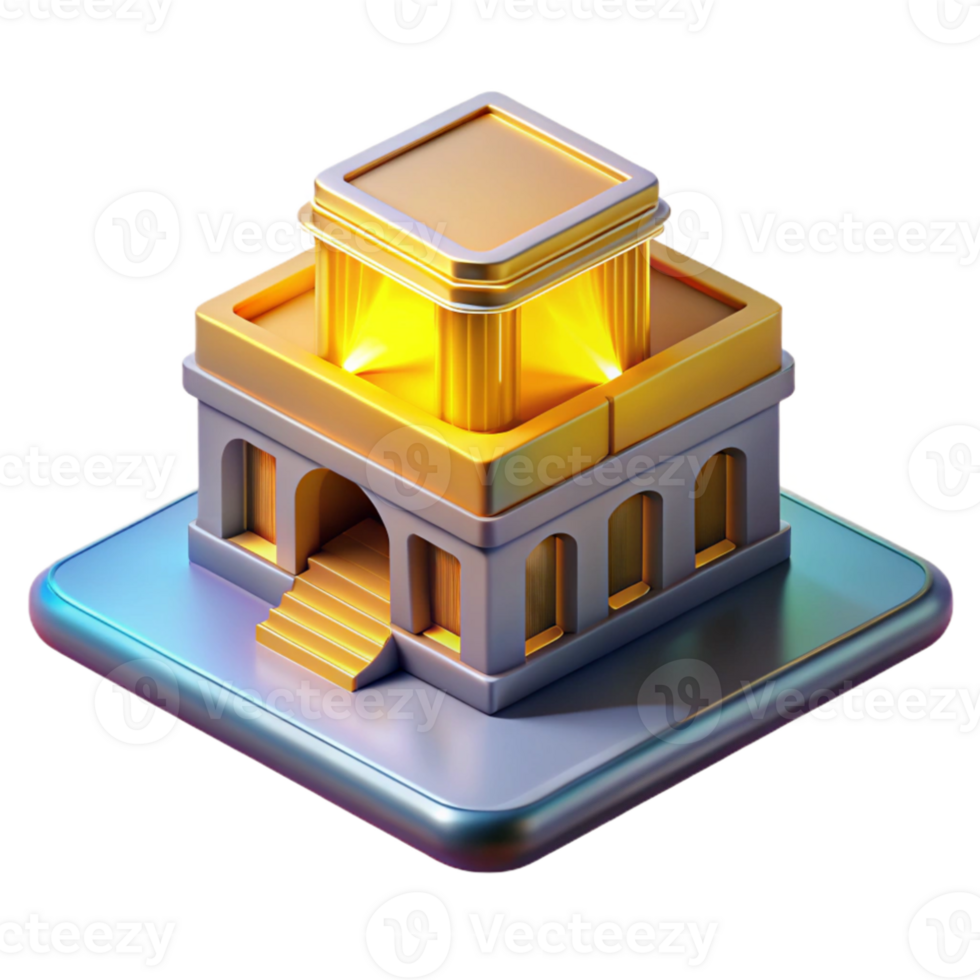 impressive abstract A holographic projector displaying a 3D model of a building, warm yellow lighting, architectural style exclusive png