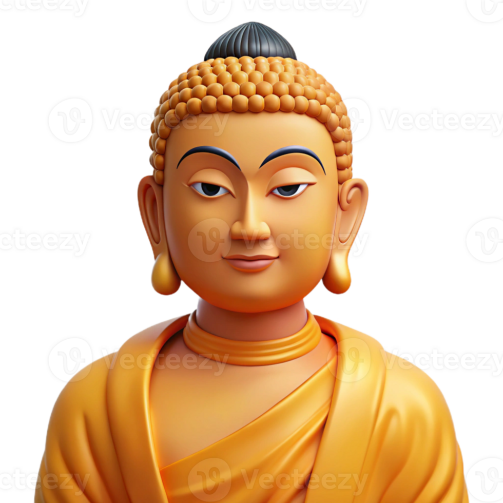 magnificent vintage Portrait of a serene Buddha with a peaceful expression. Soft, golden light. Style traditional Buddhist art exclusive png