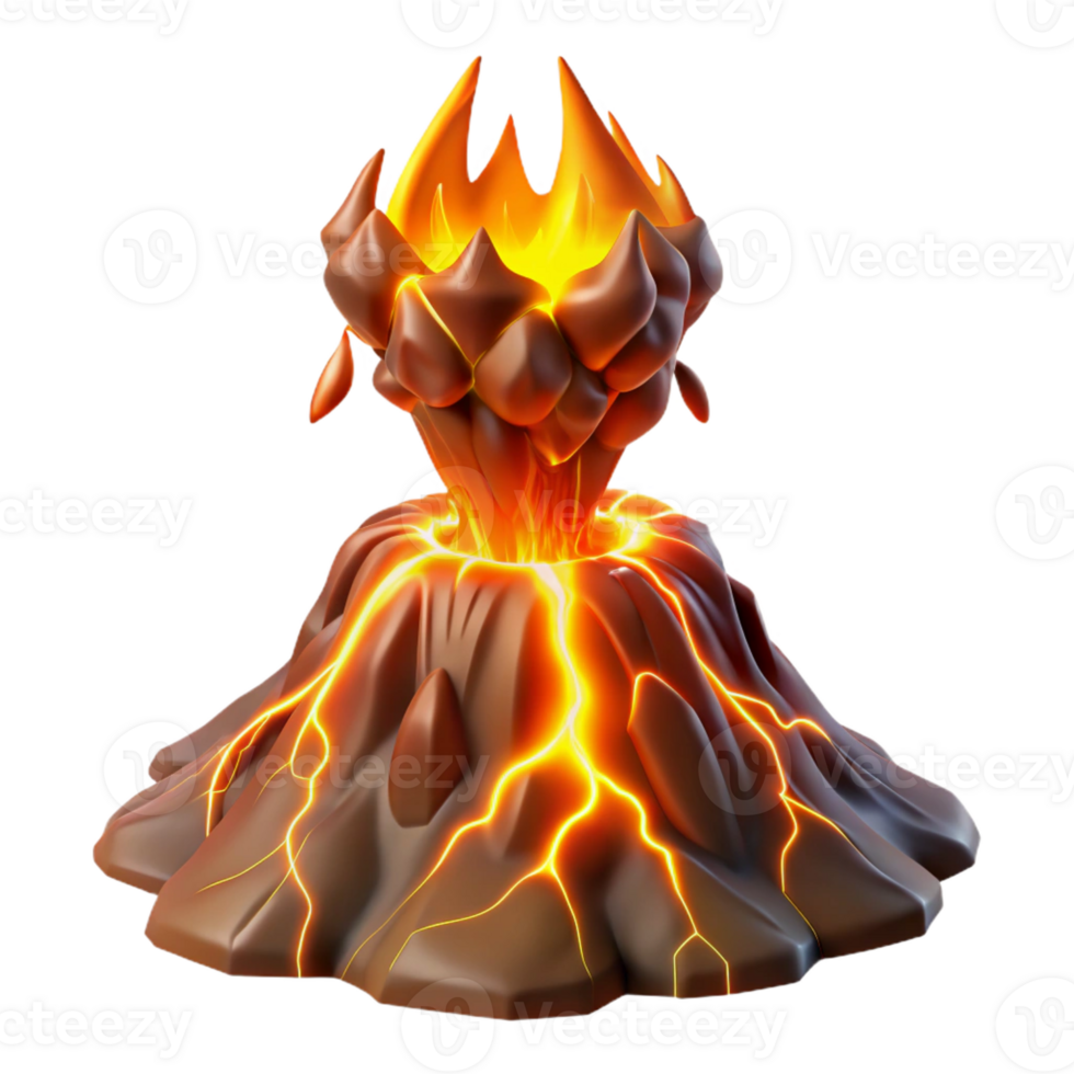 stunning traditional A powerful, elemental spirit composed of swirling fire and lightning, emerging from a volcanic eruption, illuminated by a fiery, orange light. Elemental fantasy art style premium png