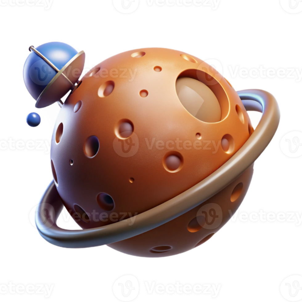 serene abstract A space probe exploring a distant planet, dark background with stars, realistic style high resolution png