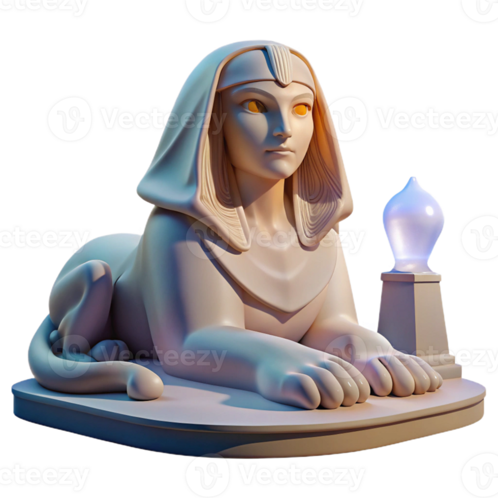 wonderful artistic A mysterious sphinx with the body of a lion and the head of a woman, gazing enigmatically into the distance. Soft lighting, surreal style original png