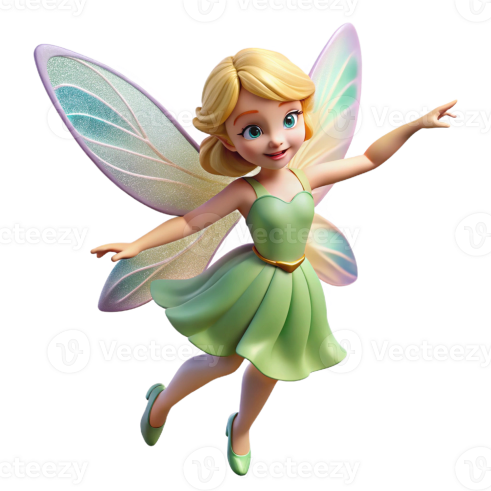 stunning creative A playful fairy with delicate wings and a shimmering dress, dancing in a sunlit meadow. Soft lighting, impressionist style 4K png