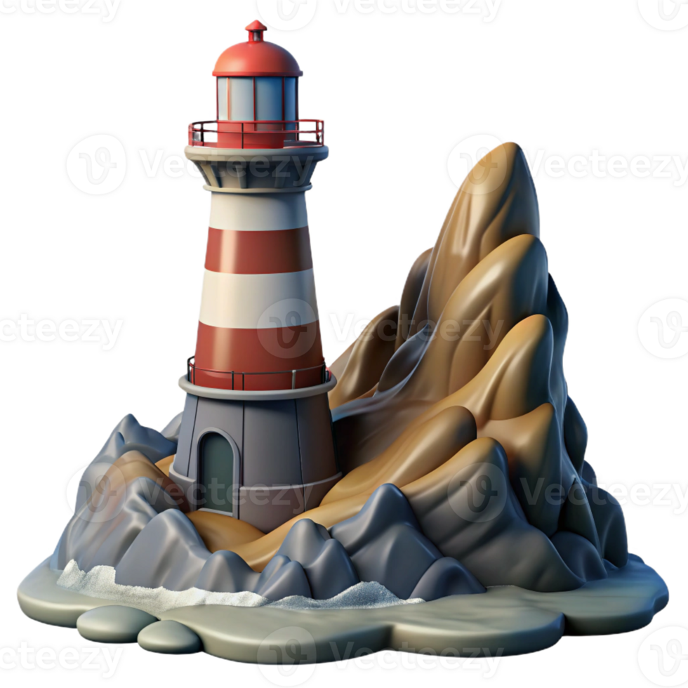 extraordinary abstract A lone lighthouse on a rocky cliff, dramatic lighting, stormy seas, romanticism style authentic png