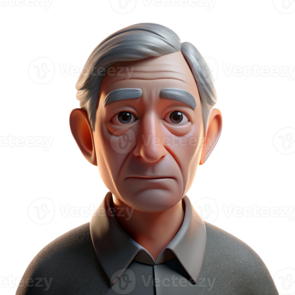 vibrant contemporary Portrait of an elderly man with deep wrinkles and a thoughtful expression, illuminated by a single, overhead spotlight, in the style of a black and white photograph exclusive png