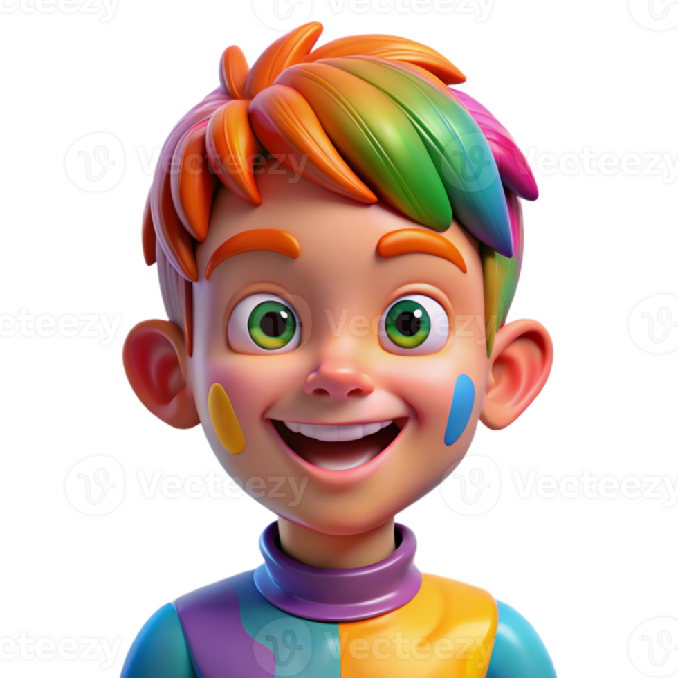wonderful creative Portrait of a young child with bright, inquisitive eyes and a mischievous grin, covered in colorful finger paint. Dynamic, high-key lighting original png