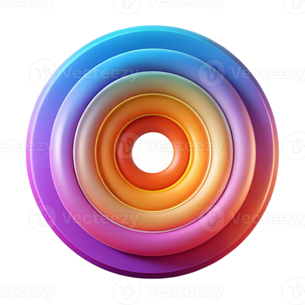 dramatic classic A series of concentric circles, radiating outwards in a vibrant gradient of colors, in an op-art style high quality png