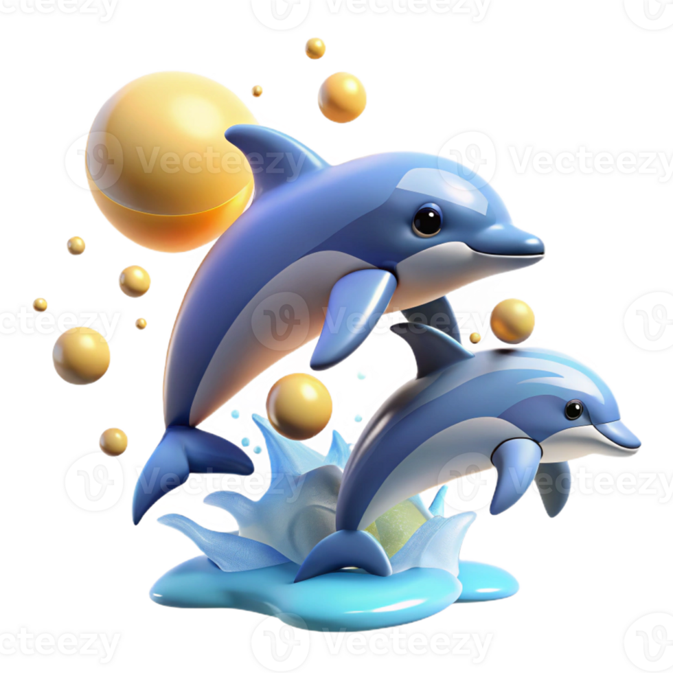 wonderful rustic A group of dolphins leaping out of the ocean, bright, sunny light, playful, energetic style high quality png
