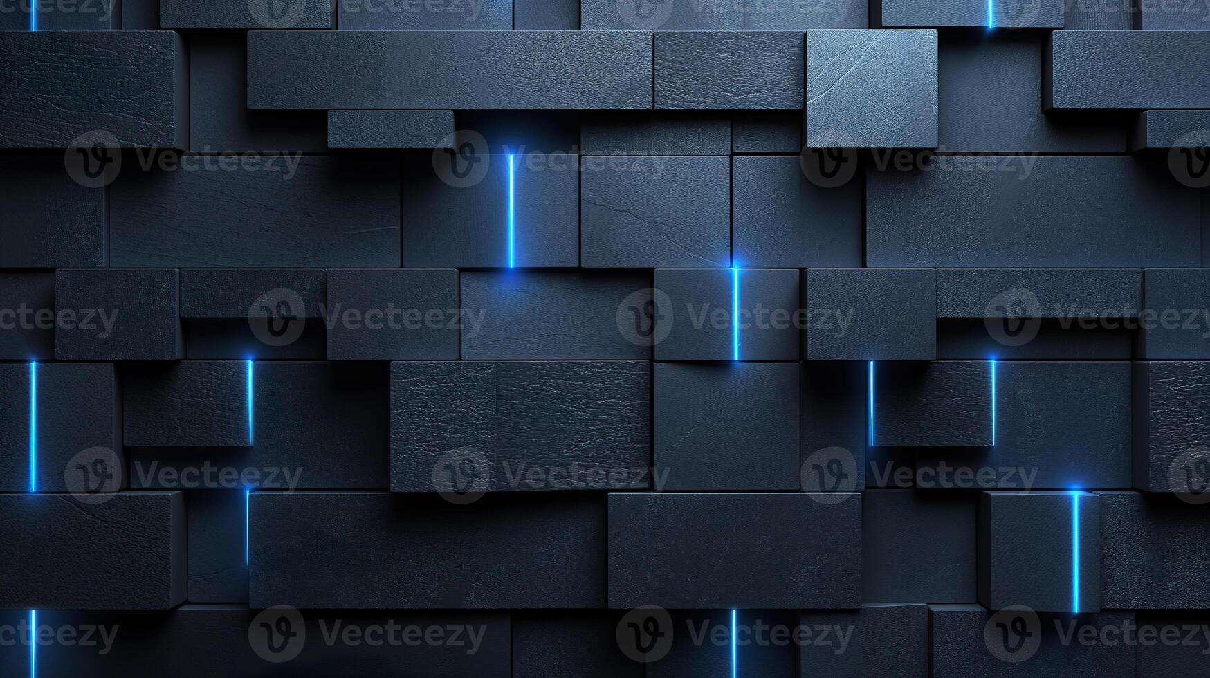 A black and blue wall with blue lights photo