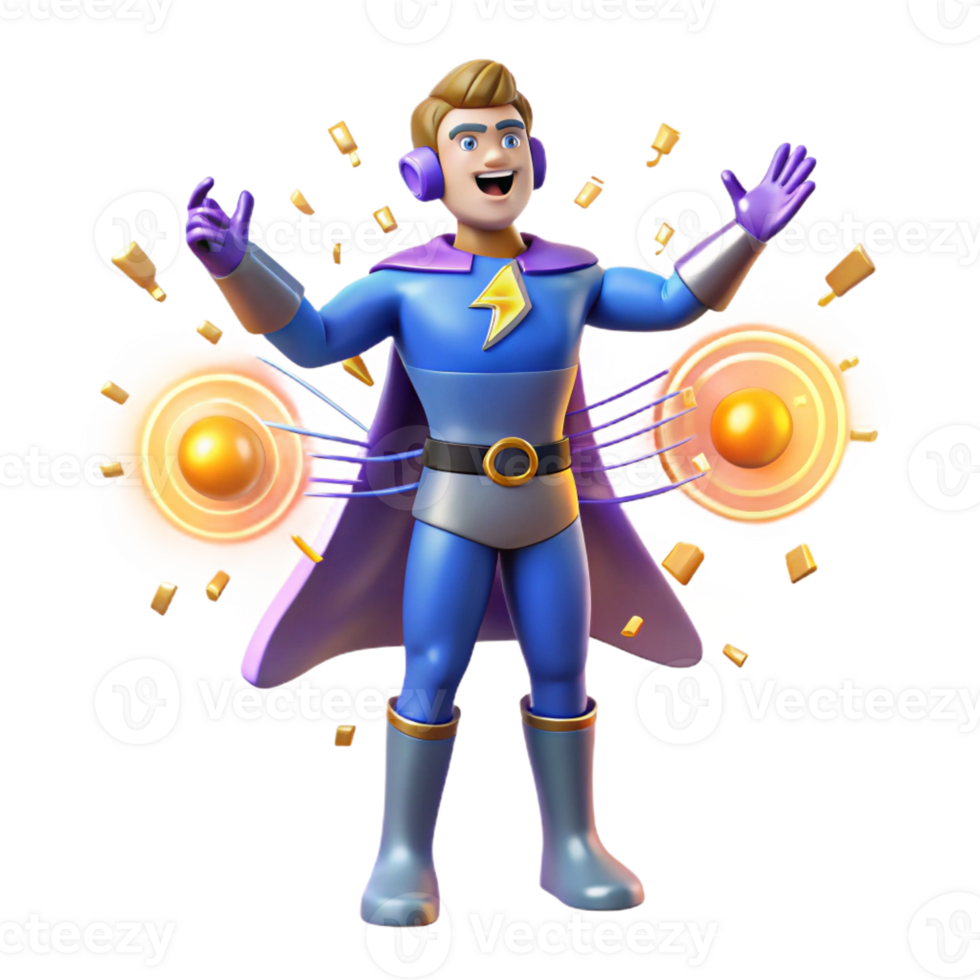 serene minimalist A sound superhero with sonic waves emanating from their hands, vibrant aura, surrounded by musical notes, concert lighting, pop art style professional png