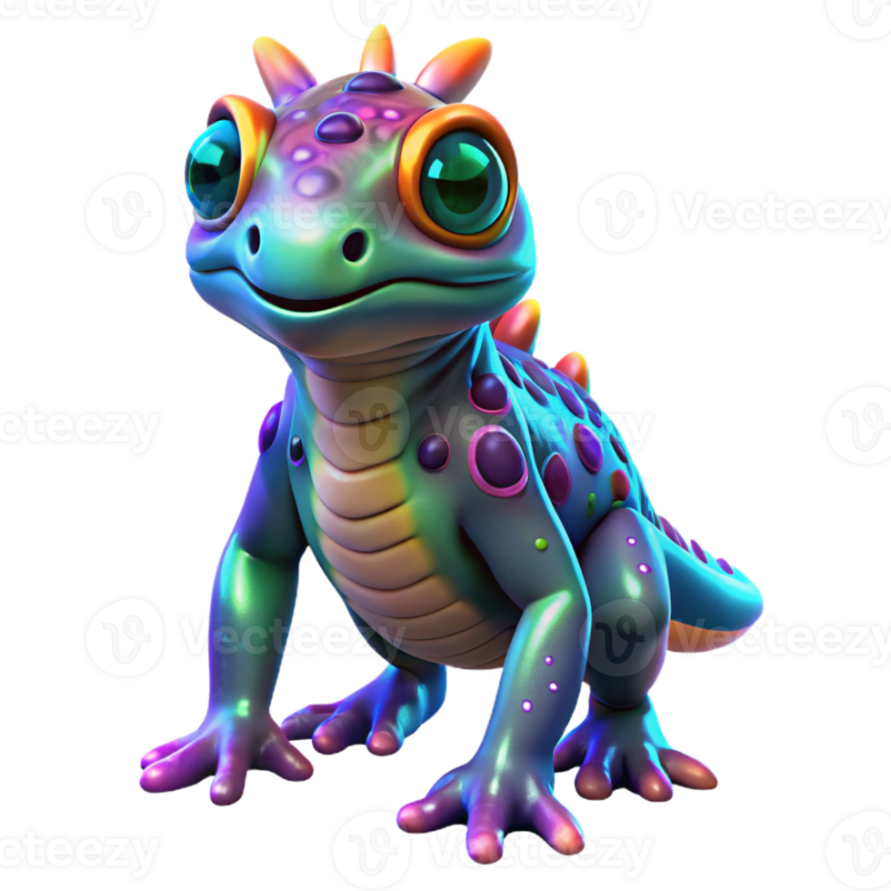 stunning vintage A genetically modified creature with bioluminescent markings, alien landscape background, vibrant and colorful, fantasy art style professional png