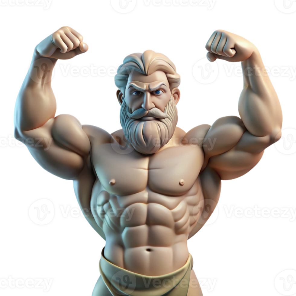 magnificent classic A powerful titan holding up the sky, muscles straining, dramatic lighting from above. Classical Greek sculpture style premium png