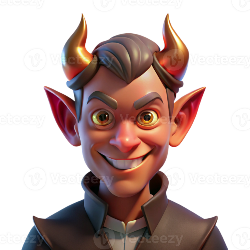 impressive rustic Portrait of a mischievous imp with horns and a devilish grin, lit by flickering candlelight, in a gothic fantasy style exclusive png