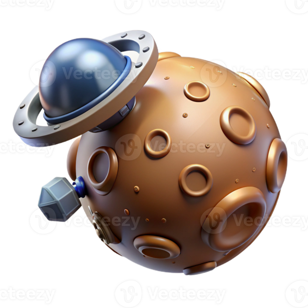 magnificent minimalist A space probe exploring a distant planet, dark background with stars, realistic style high quality png